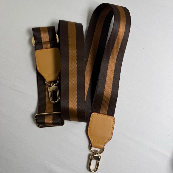 Brown & Tan Adjustable Handcrafted Bag Strap – Gold Hardware - Picture 5 of 6